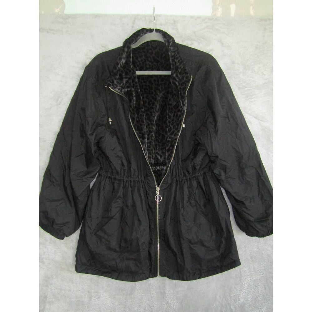 Current Seen Reversible Jacket Women's‎ M Black Leopard Print Drawstring Waist